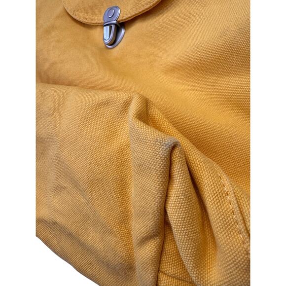 BAGGU Yellow Canvas Drawstring Flap Backpack Zippered Pocket Click Closure main image 8